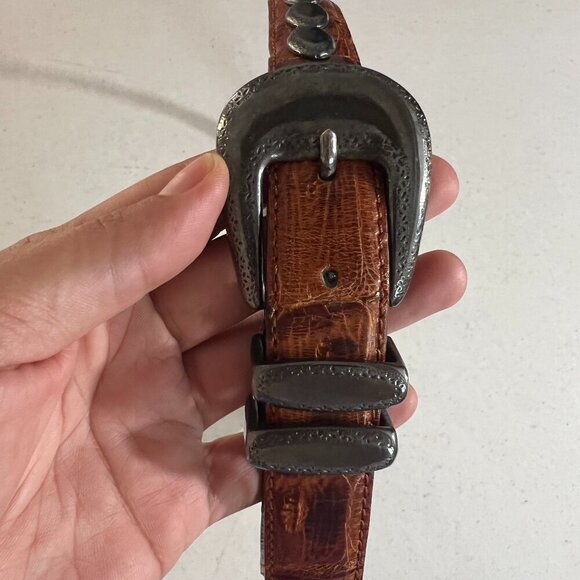 Richard Gampel Belt, Brown Vintage, Crocodile, Made in France, Brown Belt 38" - Picture 2 of 8